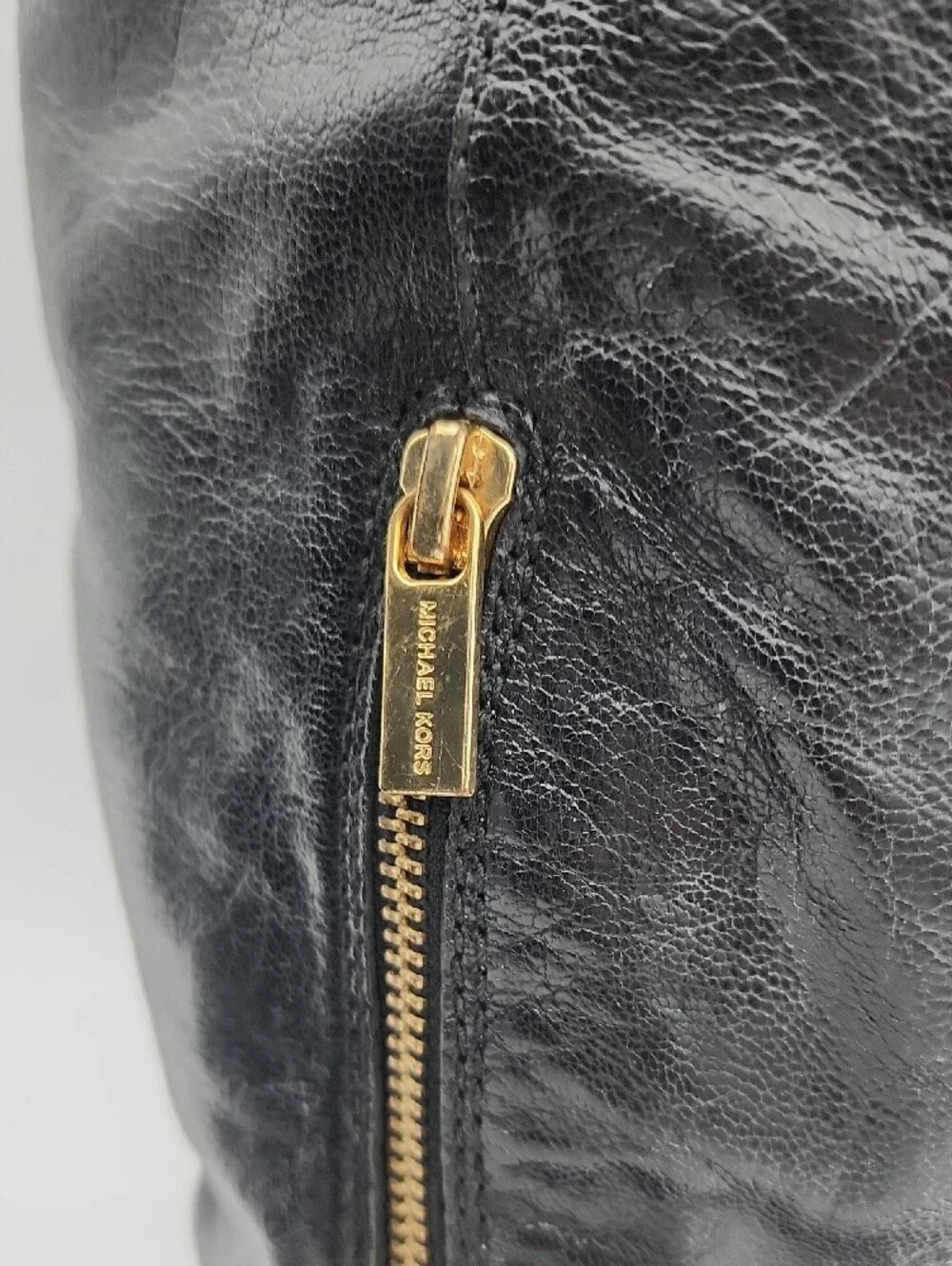 Michael Kors Black Leather Over-the-Knee Boots with Gold Studs